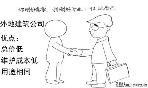 買外地建筑公司：花錢買建筑三級公司流程和注意事項，由于建筑公司資質全國通用，購買外地的建筑資質，只需要拿到本省建設廳去做一個備案既可以使用，從價格方面來說，成本會節約不少，但要提前了解辦理的流程及注意事項。